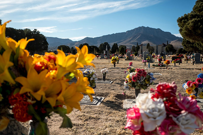 The Restlawn Memorial Park cemetery in El Paso on Dec. 5, 2020.