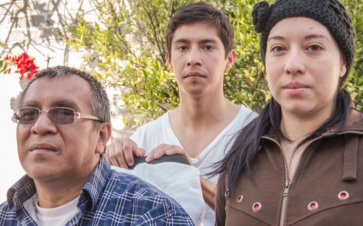 Santiago Arias with his son, Santiago Arias Jr., and his daughter, Nallely Arias, at their Mexico City home.