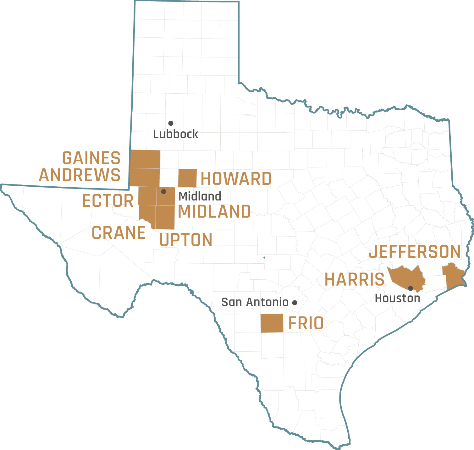 A map highlighting the 10 counties that released the most rogue emissions in 2016.